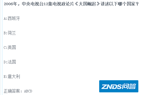 2006年 中央电视机台12集电视机政论片 有讲到哪些国家?