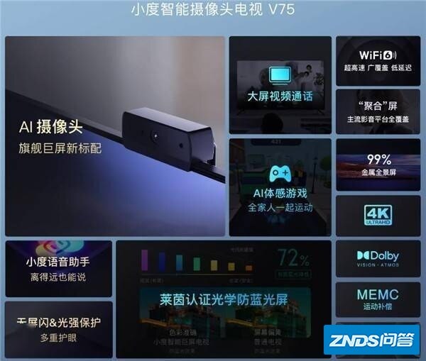 预售4999元 小度智能摄像头电视机 V75发布