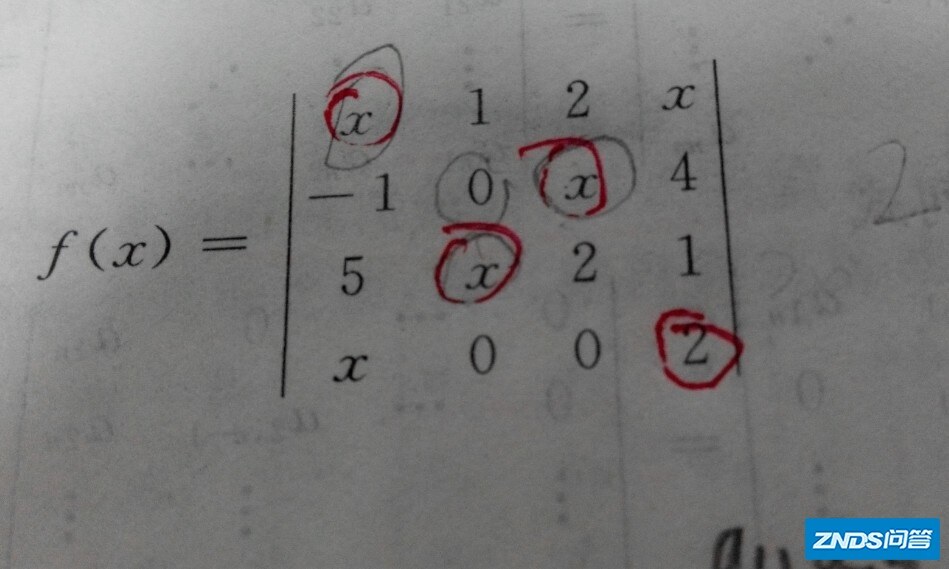 ...x^3的系数是多少,含有x的元素有a11,a14,a23,a32,a41 然