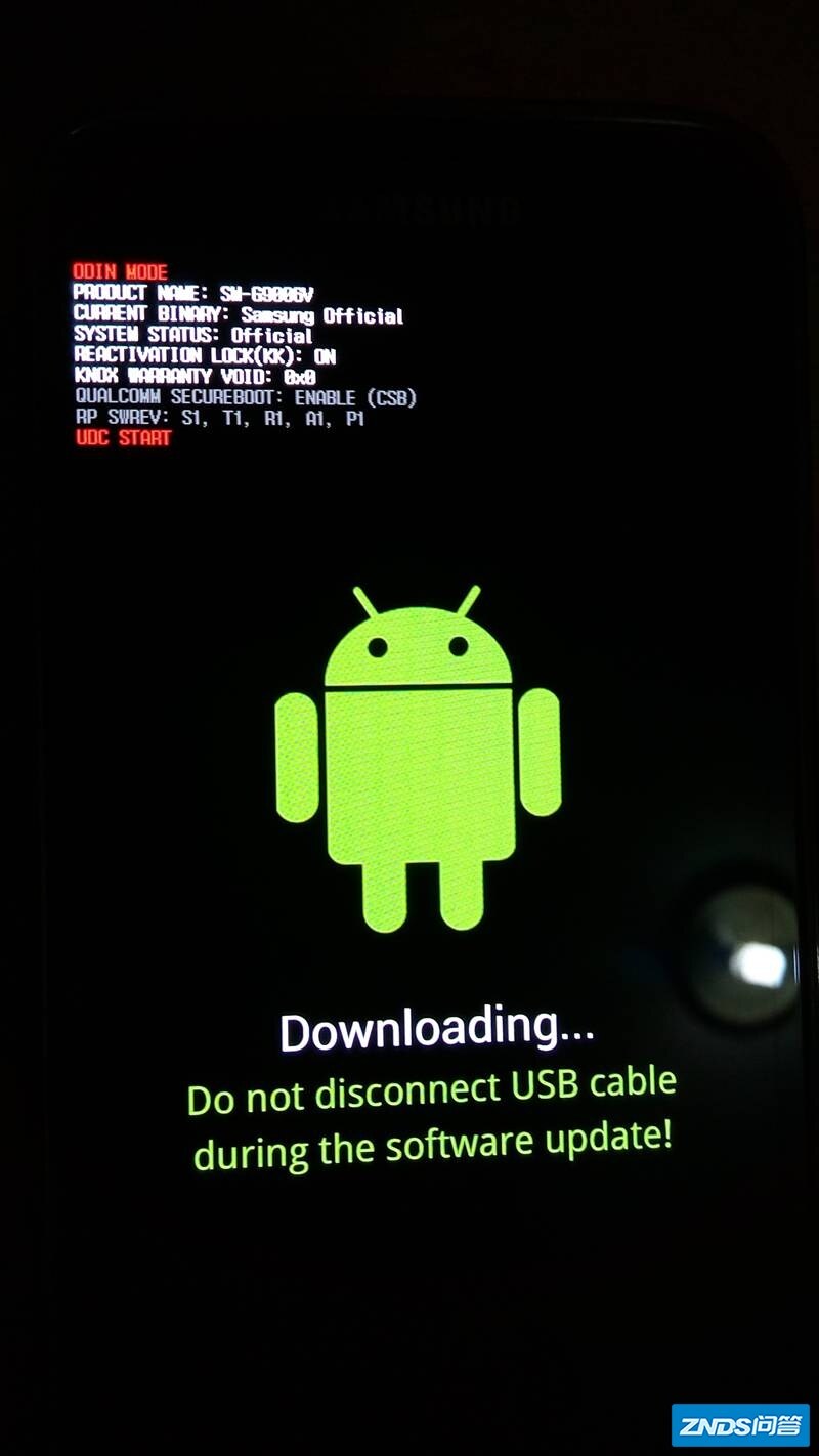 国行联通三星S5,进入刷机模式下,有个红色的UDC START,这个是什么意思...