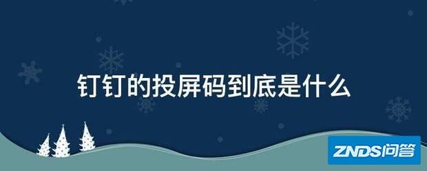 钉钉的投屏码到底是指什么