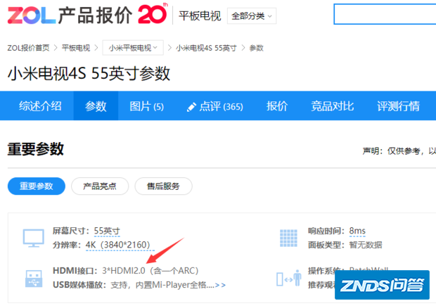 小米电视4s的hdmi接口是2.0吗?
